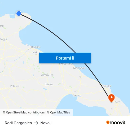 Rodi Garganico to Novoli map