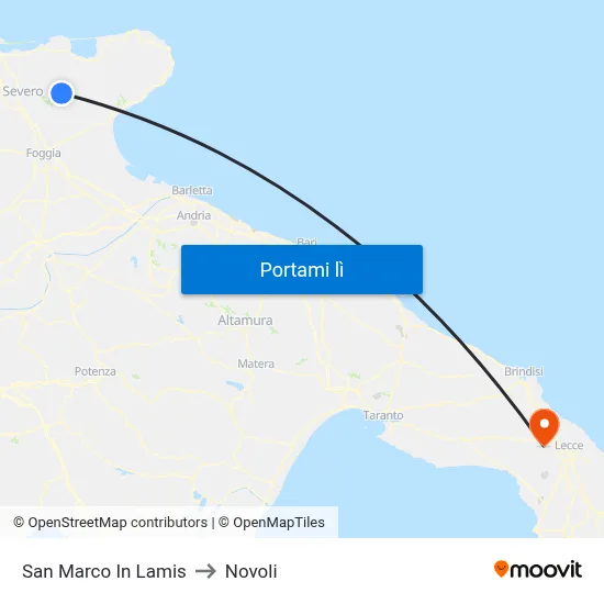San Marco In Lamis to Novoli map