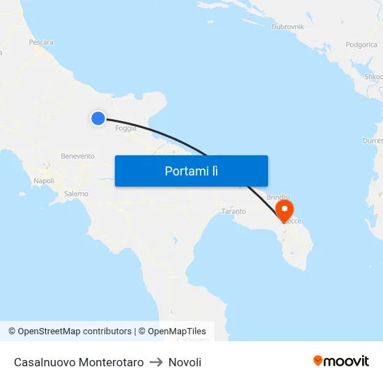 Casalnuovo Monterotaro to Novoli map