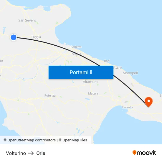 Volturino to Oria map