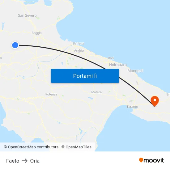Faeto to Oria map