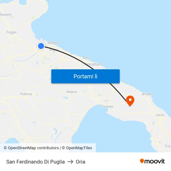 San Ferdinando Di Puglia to Oria map