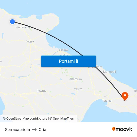 Serracapriola to Oria map