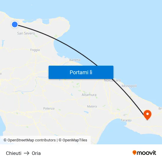 Chieuti to Oria map