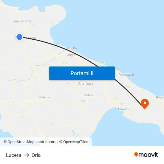 Lucera to Oria map