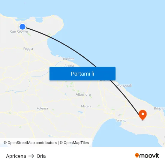 Apricena to Oria map