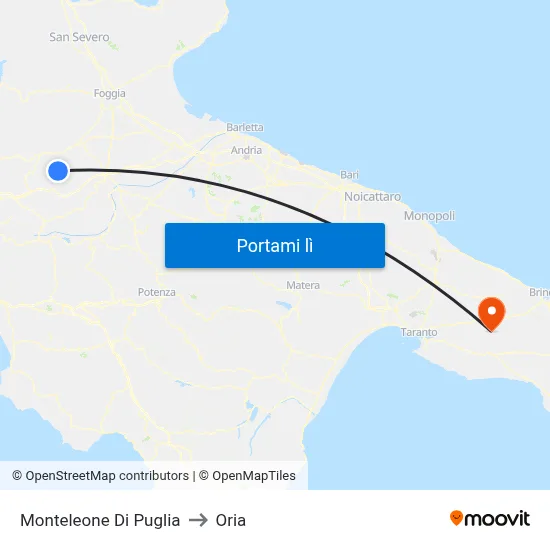 Monteleone Di Puglia to Oria map