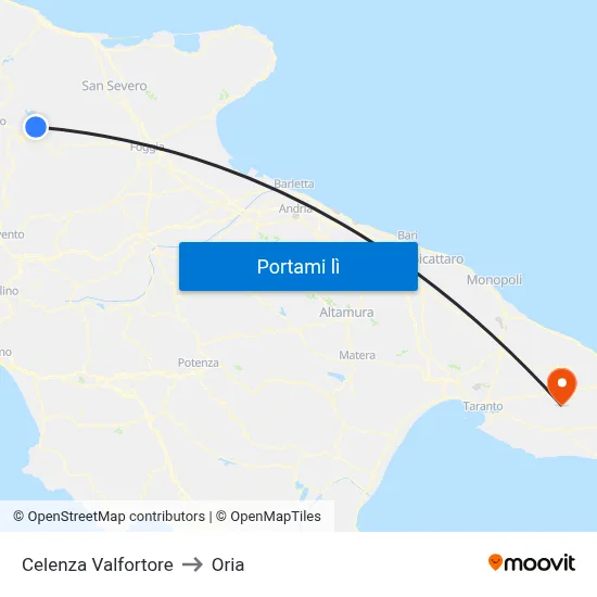 Celenza Valfortore to Oria map