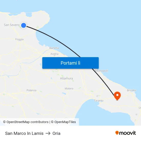 San Marco In Lamis to Oria map