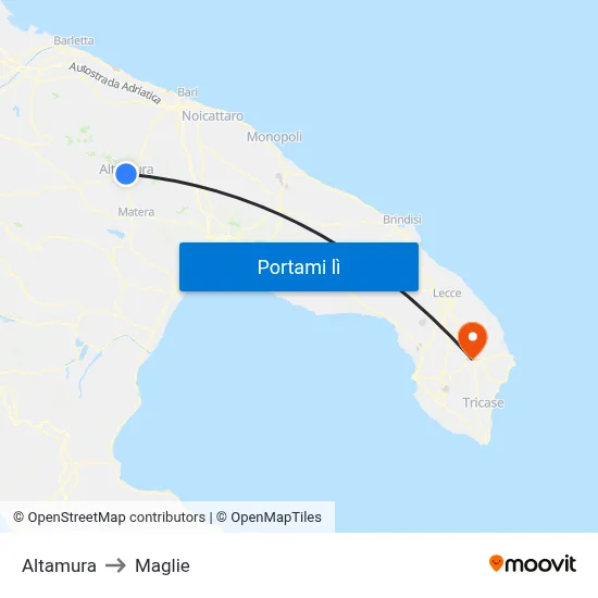 Altamura to Maglie map