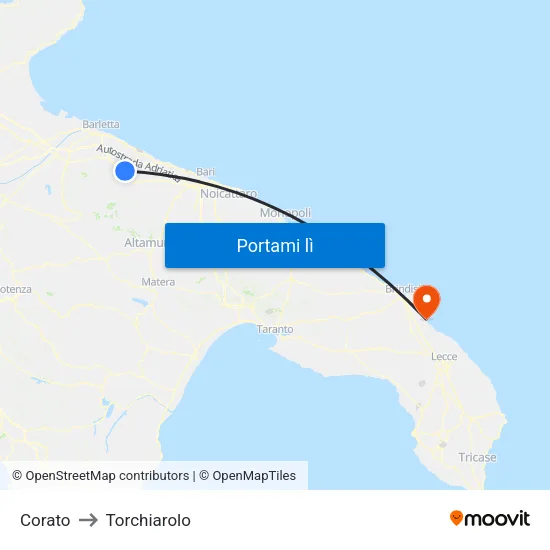 Corato to Torchiarolo map