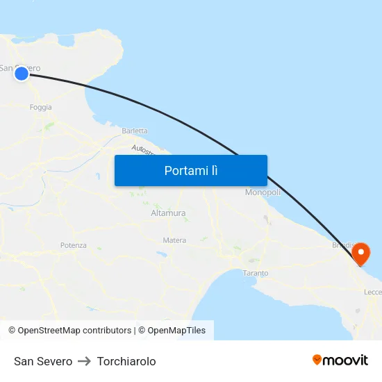 San Severo to Torchiarolo map