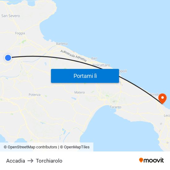 Accadia to Torchiarolo map