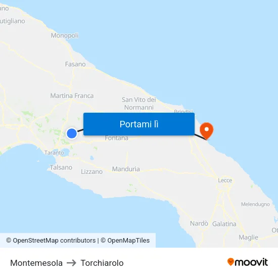Montemesola to Torchiarolo map