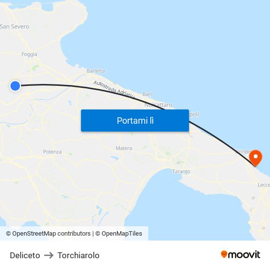Deliceto to Torchiarolo map