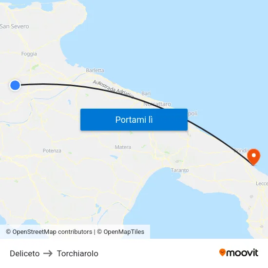 Deliceto to Torchiarolo map