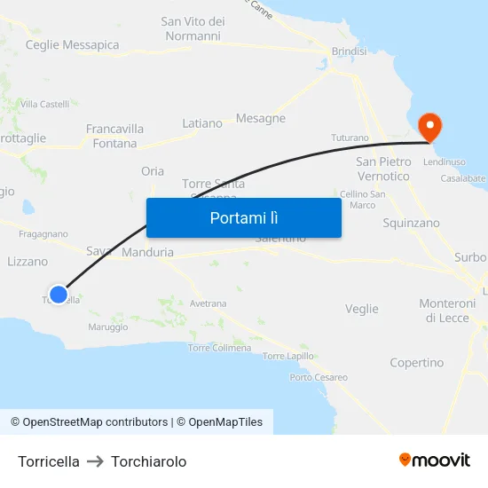 Torricella to Torchiarolo map