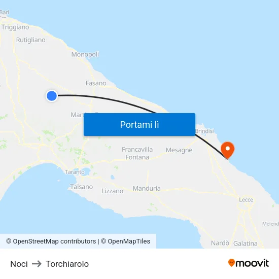 Noci to Torchiarolo map