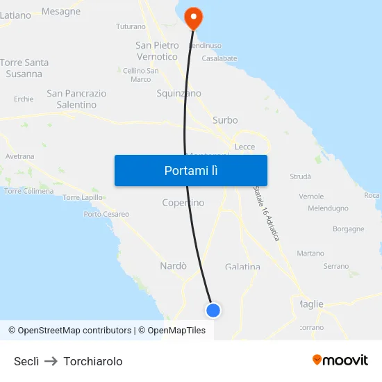 Seclì to Torchiarolo map