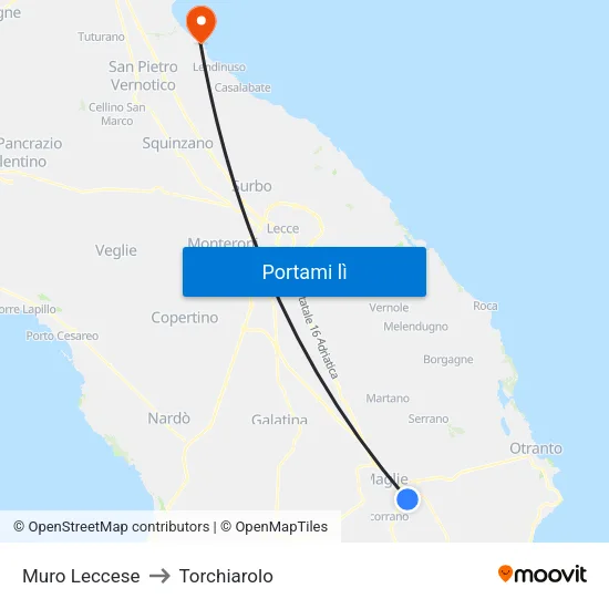 Muro Leccese to Torchiarolo map