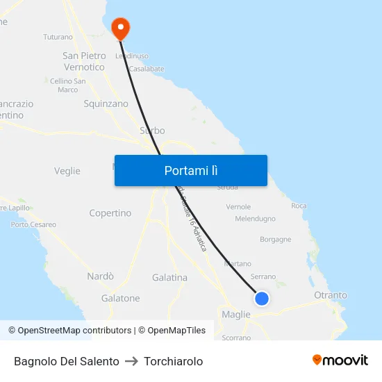 Bagnolo Del Salento to Torchiarolo map