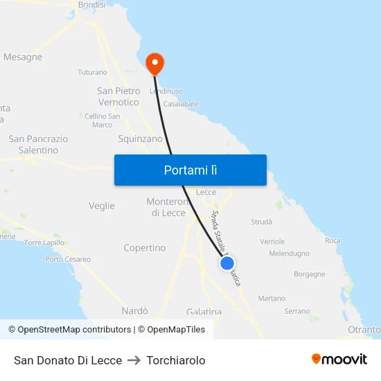 San Donato Di Lecce to Torchiarolo map