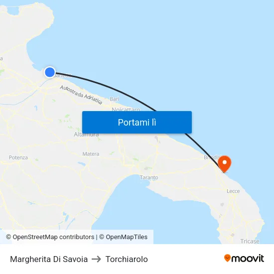Margherita Di Savoia to Torchiarolo map