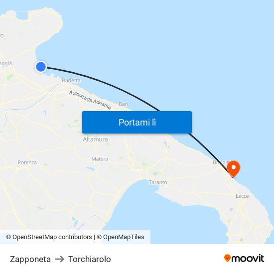 Zapponeta to Torchiarolo map