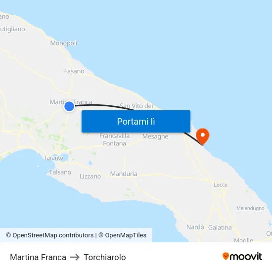 Martina Franca to Torchiarolo map