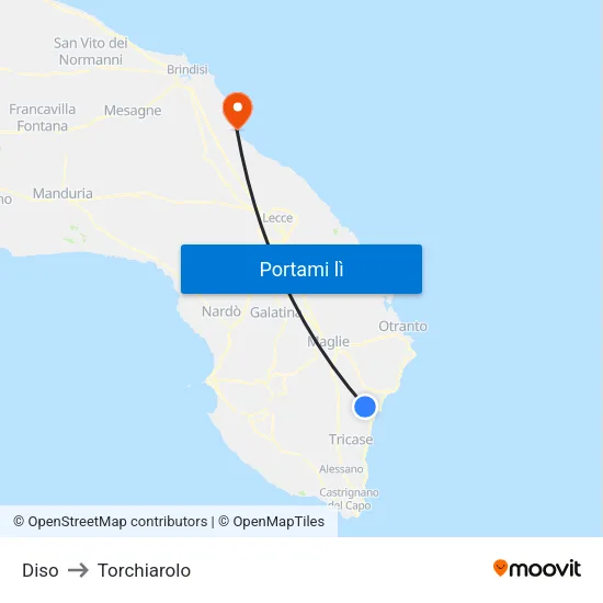 Diso to Torchiarolo map
