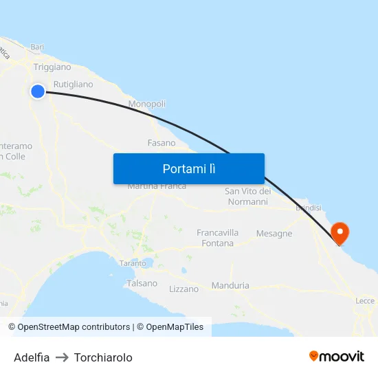 Adelfia to Torchiarolo map