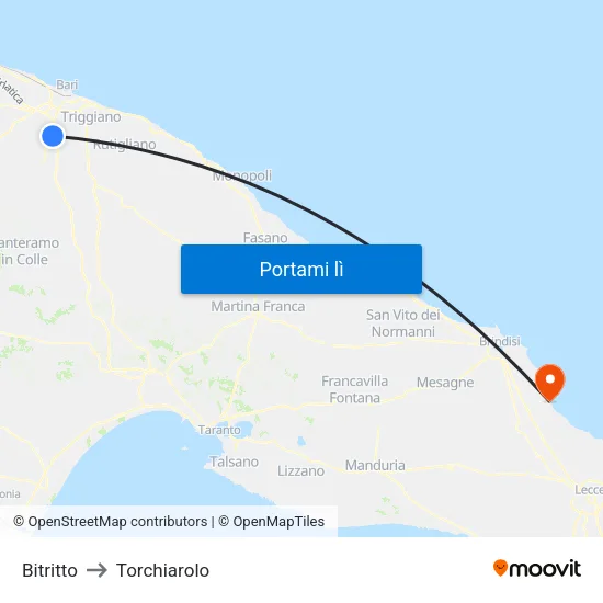 Bitritto to Torchiarolo map