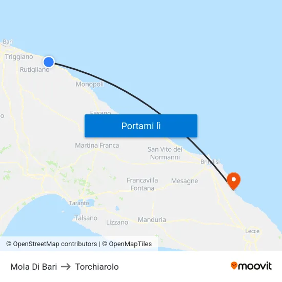 Mola Di Bari to Torchiarolo map