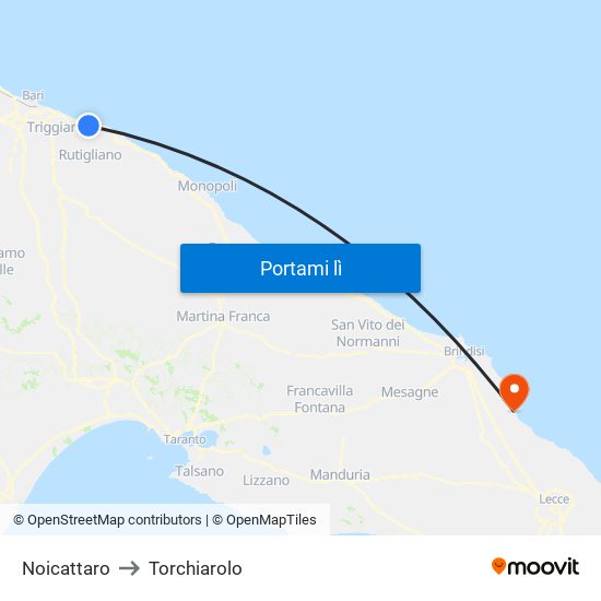 Noicattaro to Torchiarolo map