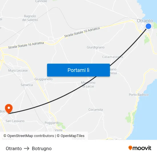 Otranto to Botrugno map