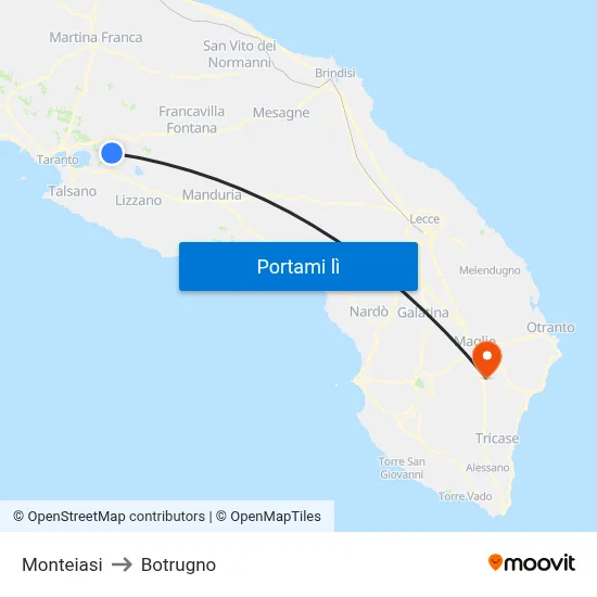 Monteiasi to Botrugno map