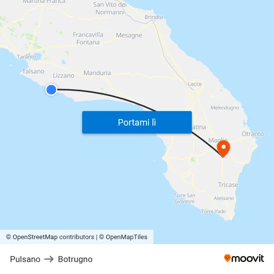 Pulsano to Botrugno map