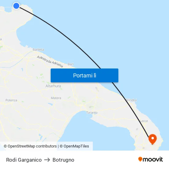 Rodi Garganico to Botrugno map