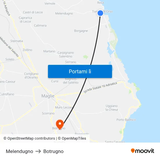 Melendugno to Botrugno map