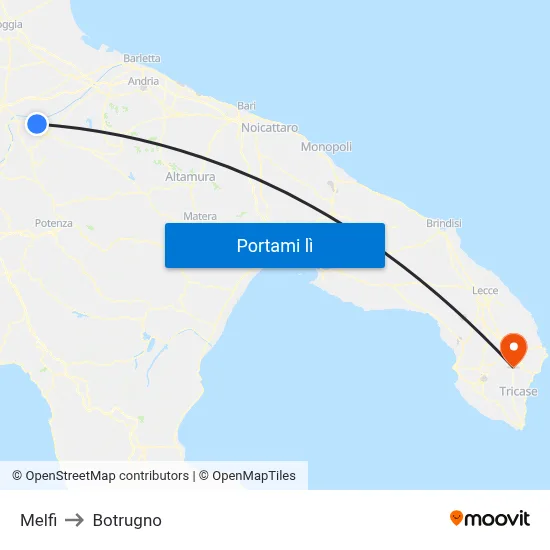 Melfi to Botrugno map