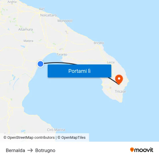 Bernalda to Botrugno map