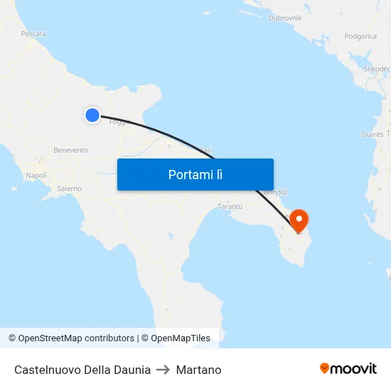 Castelnuovo Della Daunia to Martano map