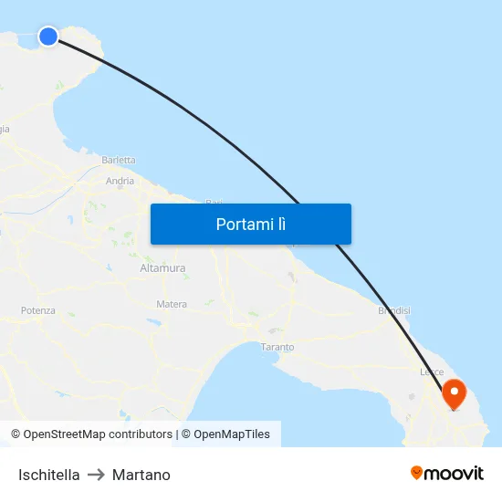 Ischitella to Martano map
