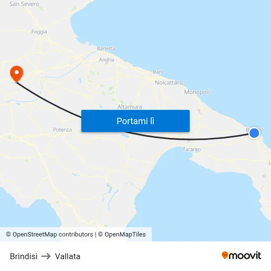Brindisi to Vallata map