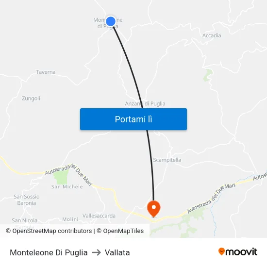 Monteleone Di Puglia to Vallata map