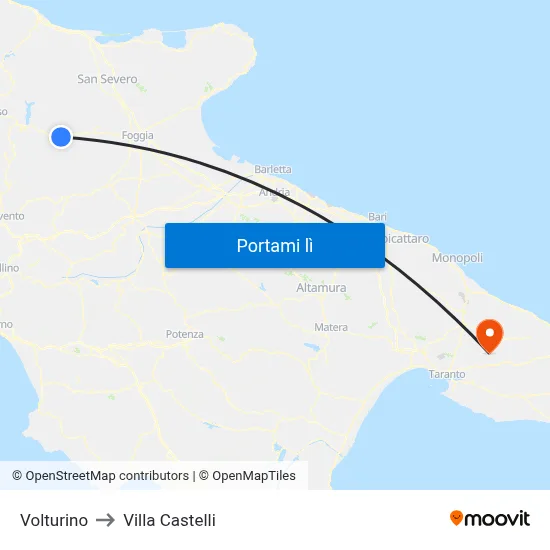 Volturino to Villa Castelli map