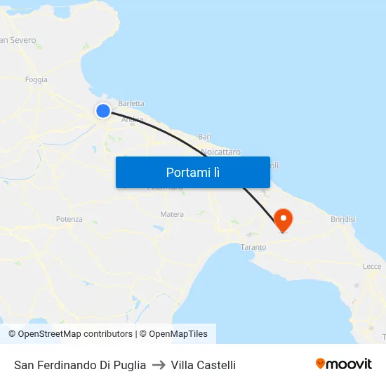 San Ferdinando Di Puglia to Villa Castelli map