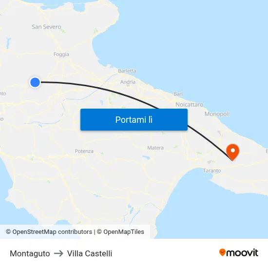 Montaguto to Villa Castelli map
