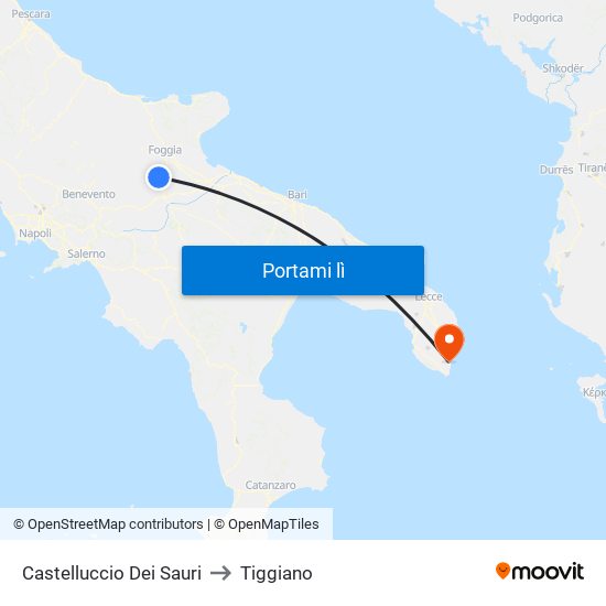Castelluccio Dei Sauri to Tiggiano map