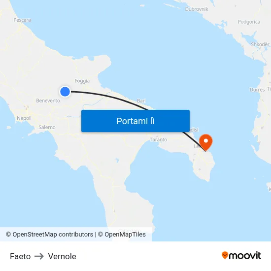 Faeto to Vernole map